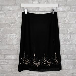 Ann Taylor LOFT Embroidered Skirt Black 4